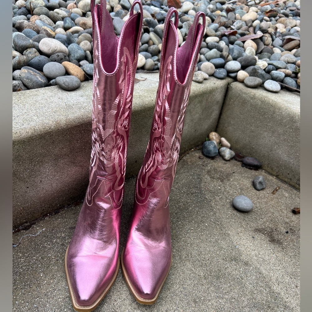 Pink Metallic Cowboy Boots